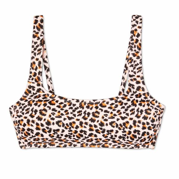 Junior's Xhilaration Ribbed Bralette Bikini Top, Animal Print, X-Large, NEW, 820 - Picture 3 of 8